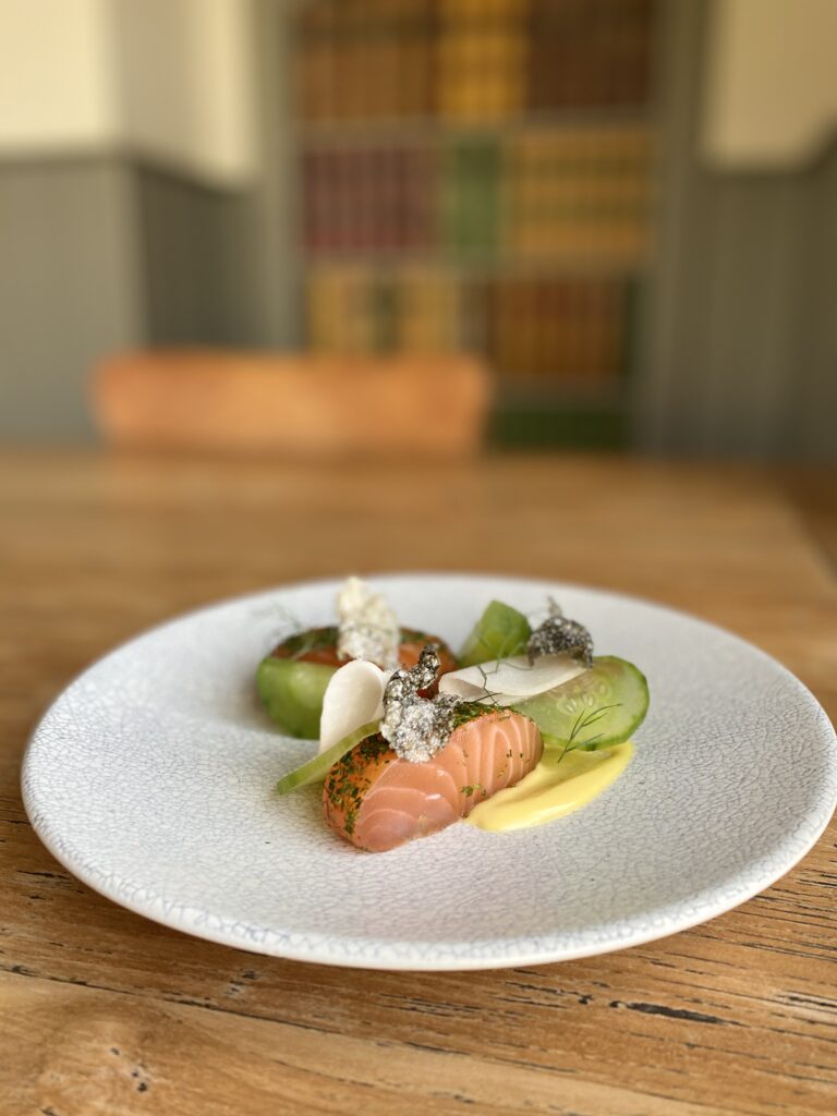 Plated salmon dish
